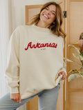 Arkansas Razorbacks Bold Script Ivory Weekend Mock Neck Sweatshirt