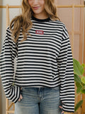 Mississippi State Bulldogs Block Stich Black/White Stripe Long Sleeve Top