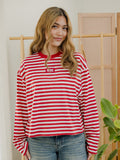 OU Sooners Block Stich Red/White Stripe Long Sleeve Top