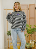 LSU Tigers Block Stich Black/White Stripe Long Sleeve Top