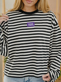 LSU Tigers Block Stich Black/White Stripe Long Sleeve Top