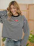 Arkansas Razorbacks Block Stich Black/White Stripe Long Sleeve Tee