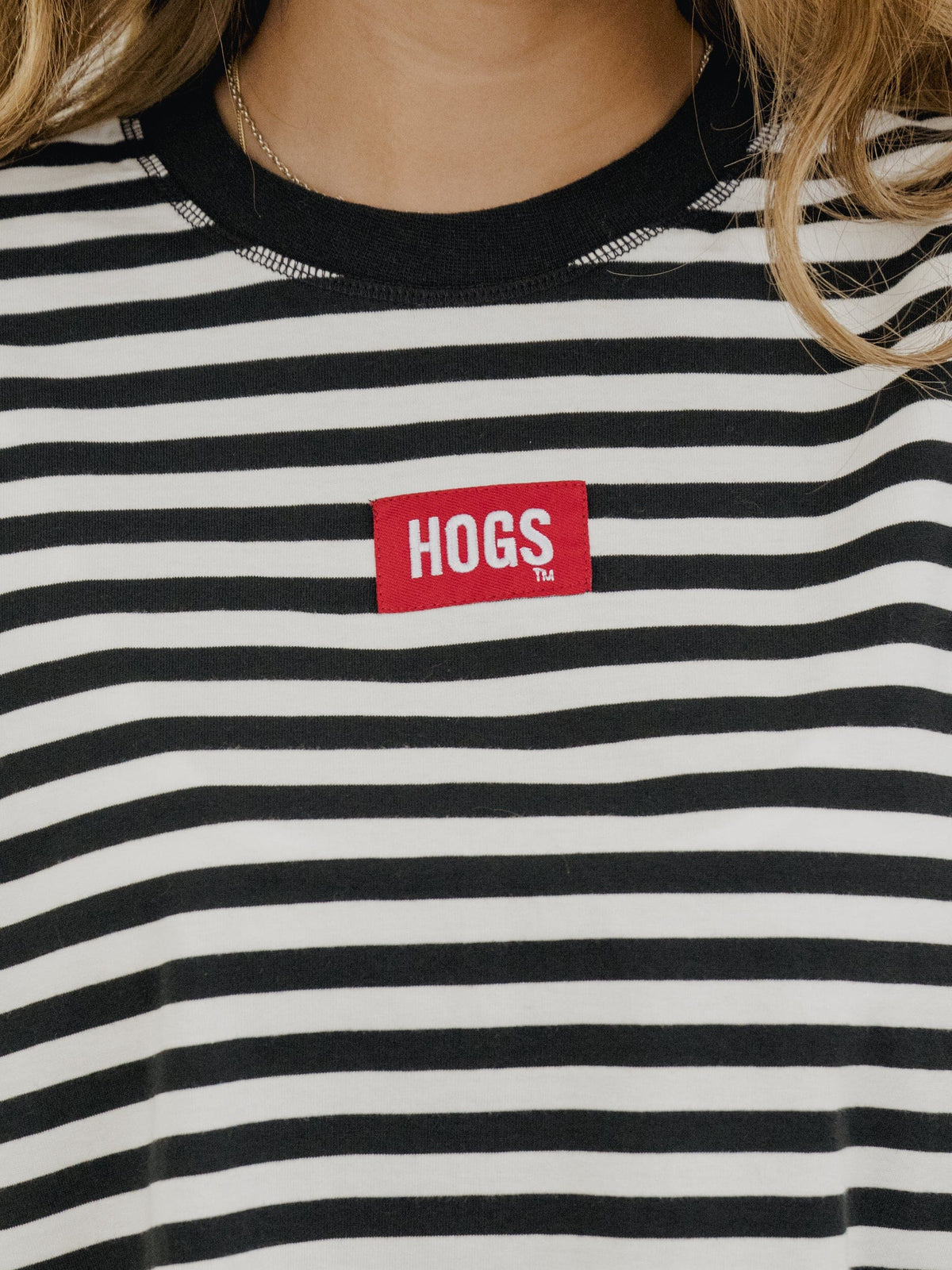 Arkansas Razorbacks Block Stich Black/White Stripe Long Sleeve Tee
