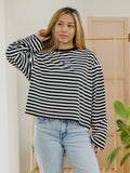 KSU Wildcats Block Stich Black/White Stripe Long Sleeve Top