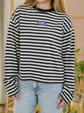 KSU Wildcats Block Stich Black/White Stripe Long Sleeve Top