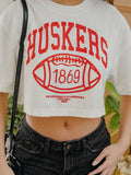 Nebraska Huskers Campus Classic Off White Heavyweight Cropped Tee