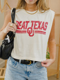 Retro Beat Texas OU Sooners Off White Muscle Tank