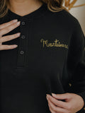 App State Mountaineers Stitched Black Signature Waffle Top
