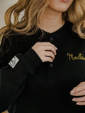 App State Mountaineers Stitched Black Signature Waffle Top