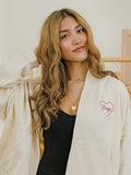 Arkansas Razorbacks Heart Stitch Embroidered Off White Zip Up Hoodie