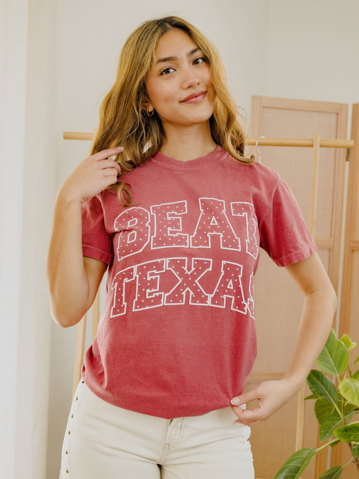 OU Sooners Beat Texas Polka Dot Puff Ink Crimson CC Tee