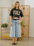 Vols Quilted Puff Ink Washed Black Heavyweight Cropped Tee