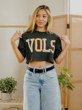 Vols Quilted Puff Ink Washed Black Heavyweight Cropped Tee