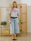 Arkansas Razorbacks Gingham Heart Gray Cropped Tee