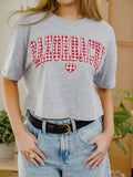 Arkansas Razorbacks Gingham Heart Gray Cropped Tee
