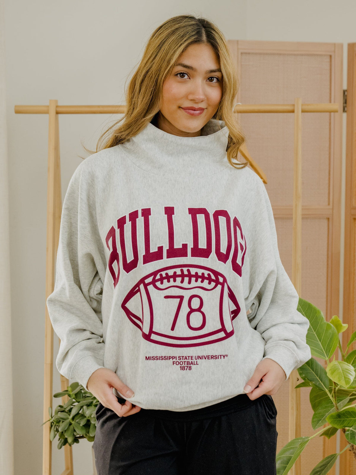 Mississippi State Bulldogs Campus Classic Gray Roll Neck Sweatshirt