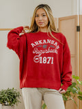 Arkansas Razorbacks Football Icon Red Oversized Crew Hi-Dive Sweatshirt