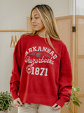 Arkansas Razorbacks Football Icon Red Oversized Crew Hi-Dive Sweatshirt