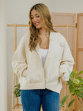 Alabama Crimson Tide Heart Stitch Embroidered Off White Zip Up Hoodie
