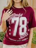 Mississippi State Bulldogs Jersey Patch Maroon Heavyweight Tee