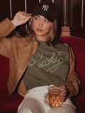 Lucky Military Green Thrifted Tee