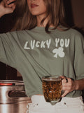 St. Patrick's Day Lucky You Puff Ink Light Green CC Tee