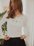 Luck Love Cowboys White Micro Cropped LS Tee