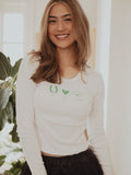 Luck Love Cowboys White Micro Cropped LS Tee