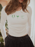 Luck Love Cowboys White Micro Cropped LS Tee