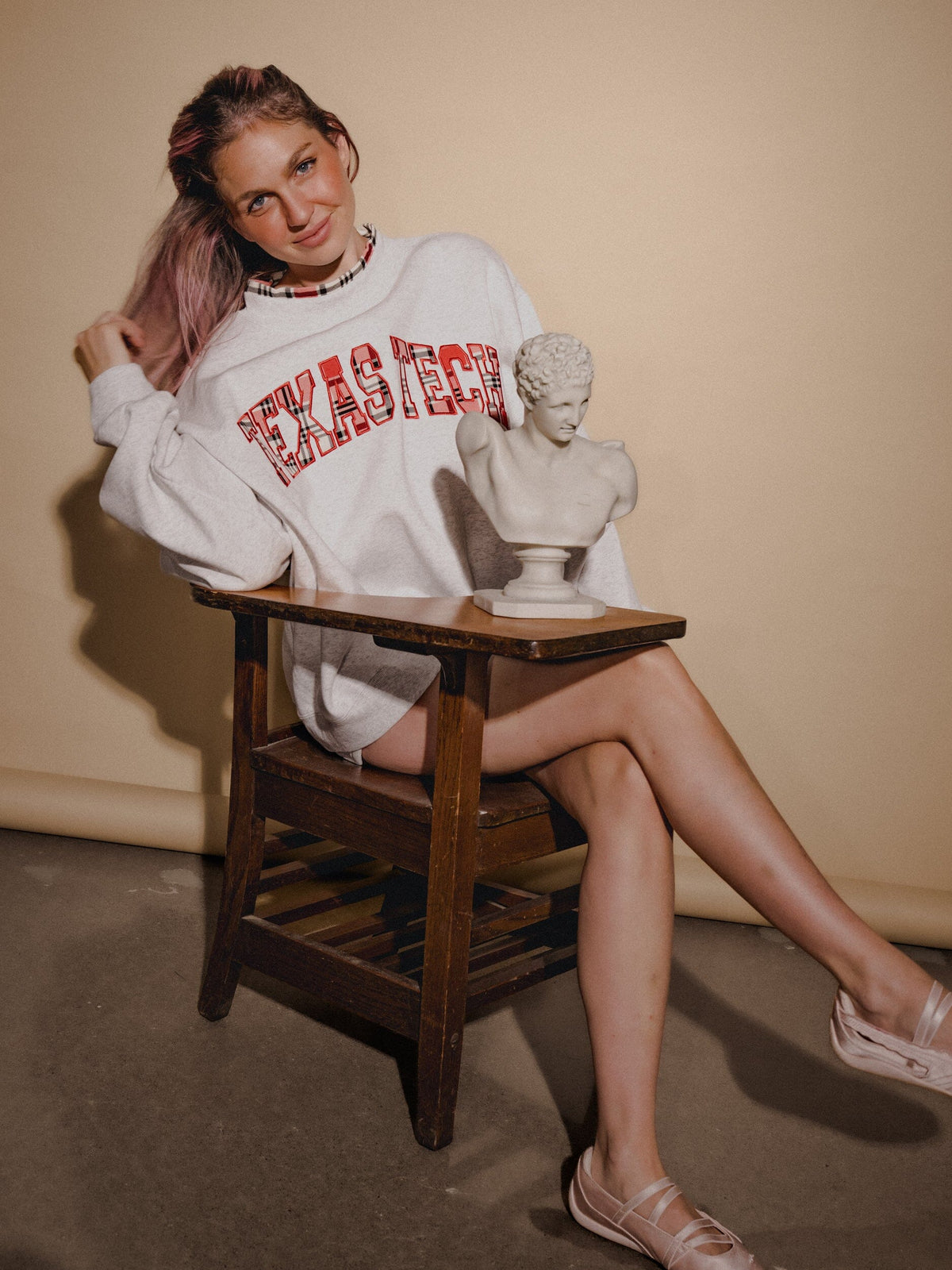 Texas Tech Varsity Plaid Mock Neck Sweatshirt