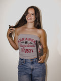 Arkansas Razorbacks Football Icon Gray Tube Top