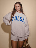 Tulsa Polka Dot Puff Ink Weekend Ash Gray Mock Neck Sweatshirt
