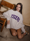 LSU Tigers Polka Dot Puff Ink Weekend Ash Gray Mock Neck Sweatshirt
