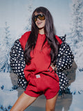 LivyLu Red Signature Waffle Top