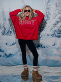 Merry Stripe Weekend Edit Red Mock Neck Sweatshirt