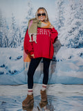 Merry Stripe Weekend Edit Red Mock Neck Sweatshirt