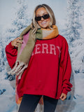 Merry Stripe Weekend Edit Red Mock Neck Sweatshirt