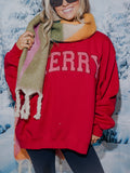 Merry Stripe Weekend Edit Red Mock Neck Sweatshirt