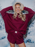 LivyLu Maroon Signature Waffle Top
