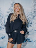 LivyLu Black Signature Waffle Top