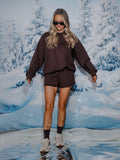 The Weekend Edit Brown Mock Neck Sweatshirt