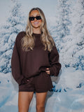 The Weekend Edit Brown Mock Neck Sweatshirt