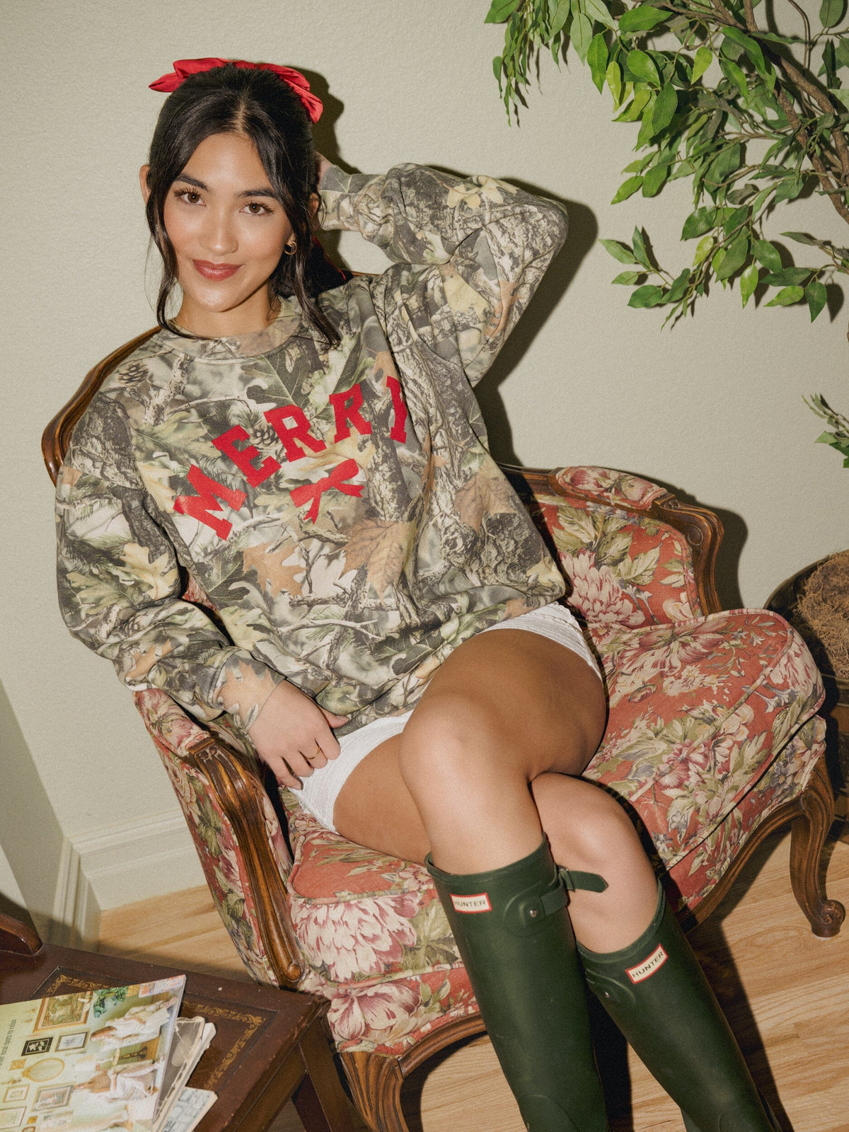 Merry Bow Camouflage Sweatshirt