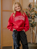 Children's OU Sooners Polka Dot Puff Ink Red Mock Neck Sweatshirt