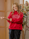 Children's OU Sooners Polka Dot Puff Ink Red Mock Neck Sweatshirt