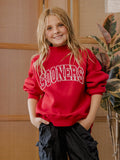 Children's OU Sooners Polka Dot Puff Ink Red Mock Neck Sweatshirt