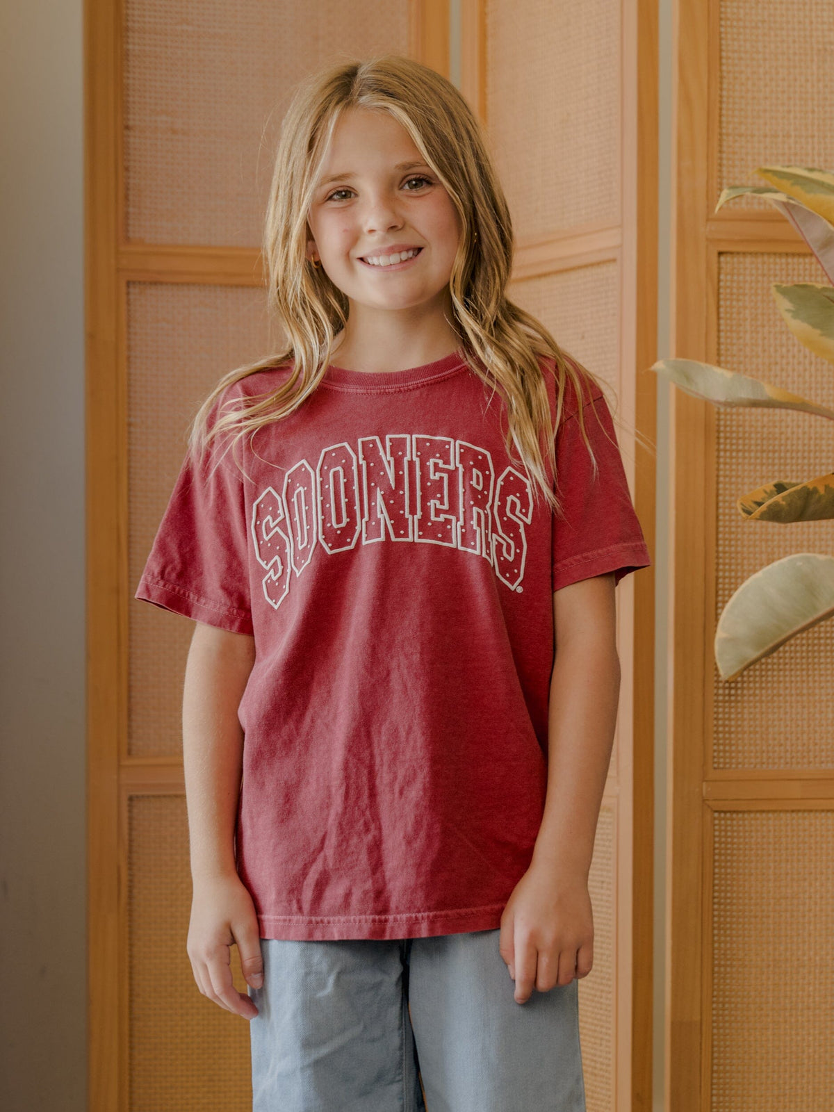 Children's OU Sooners Polka Dot Puff Ink Crimson CC Tee