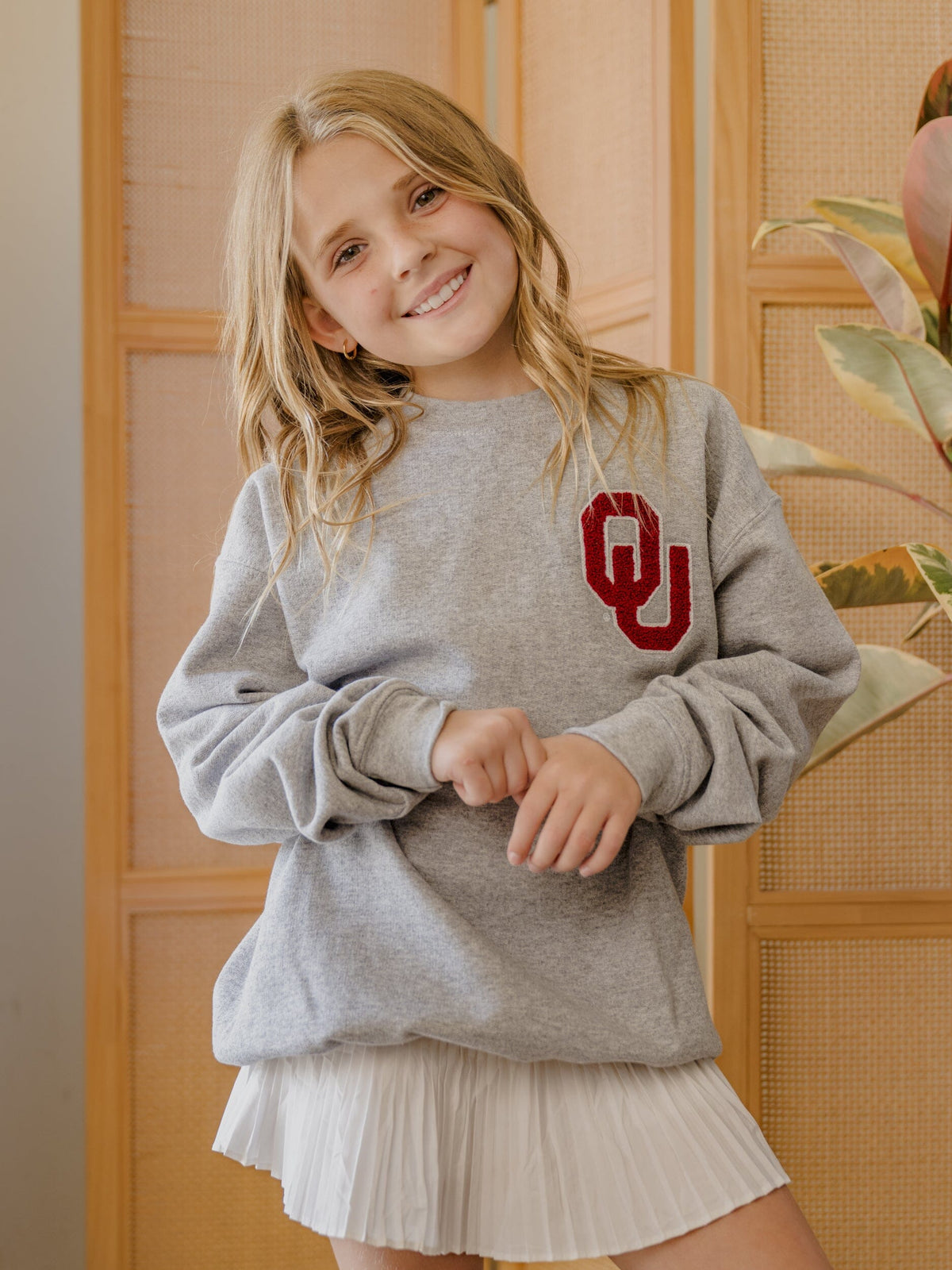 Children's OU Chenille Patch Gray Sweatshirt