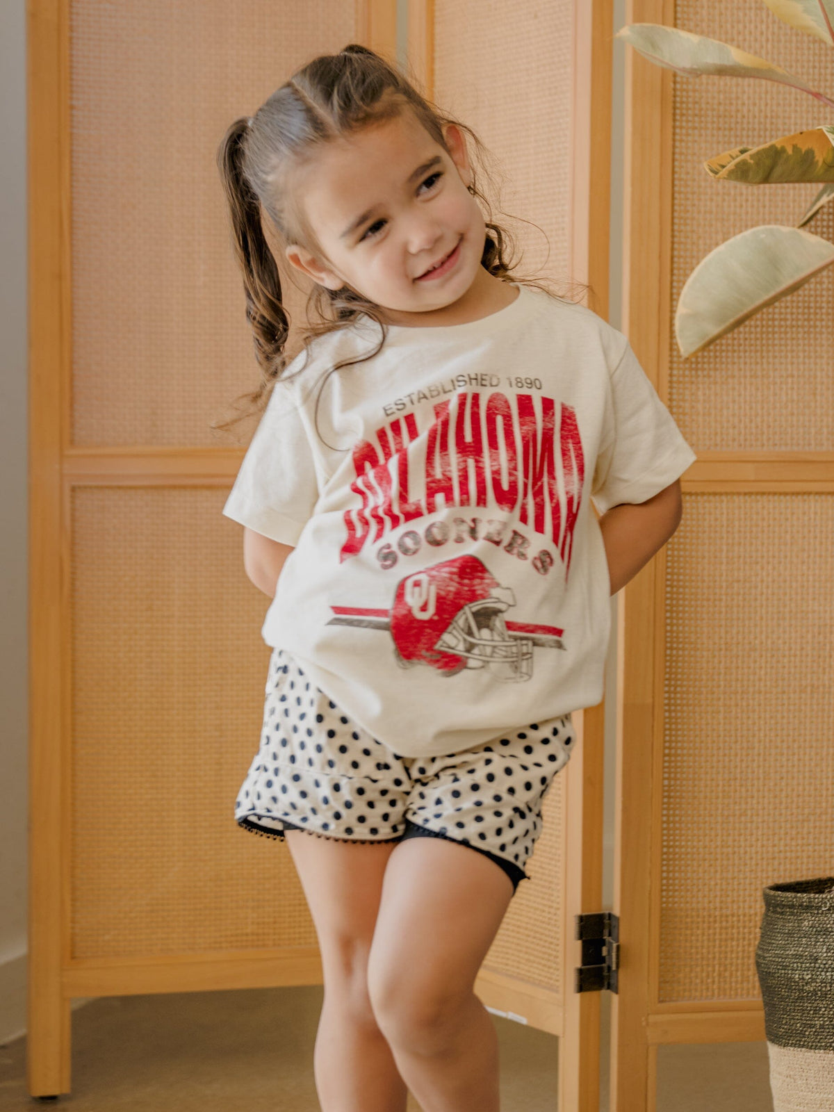 Children's OU Sooners Established Date Helmet Ivory Tee