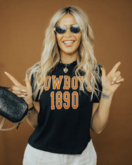 OSU Cowboys College Block Puff Ink Black Ellie Perfect Tee